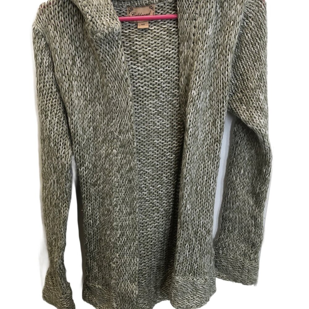 Y2K Cafebrand - Knit wrap sweater with waist tie - green & white - Size S